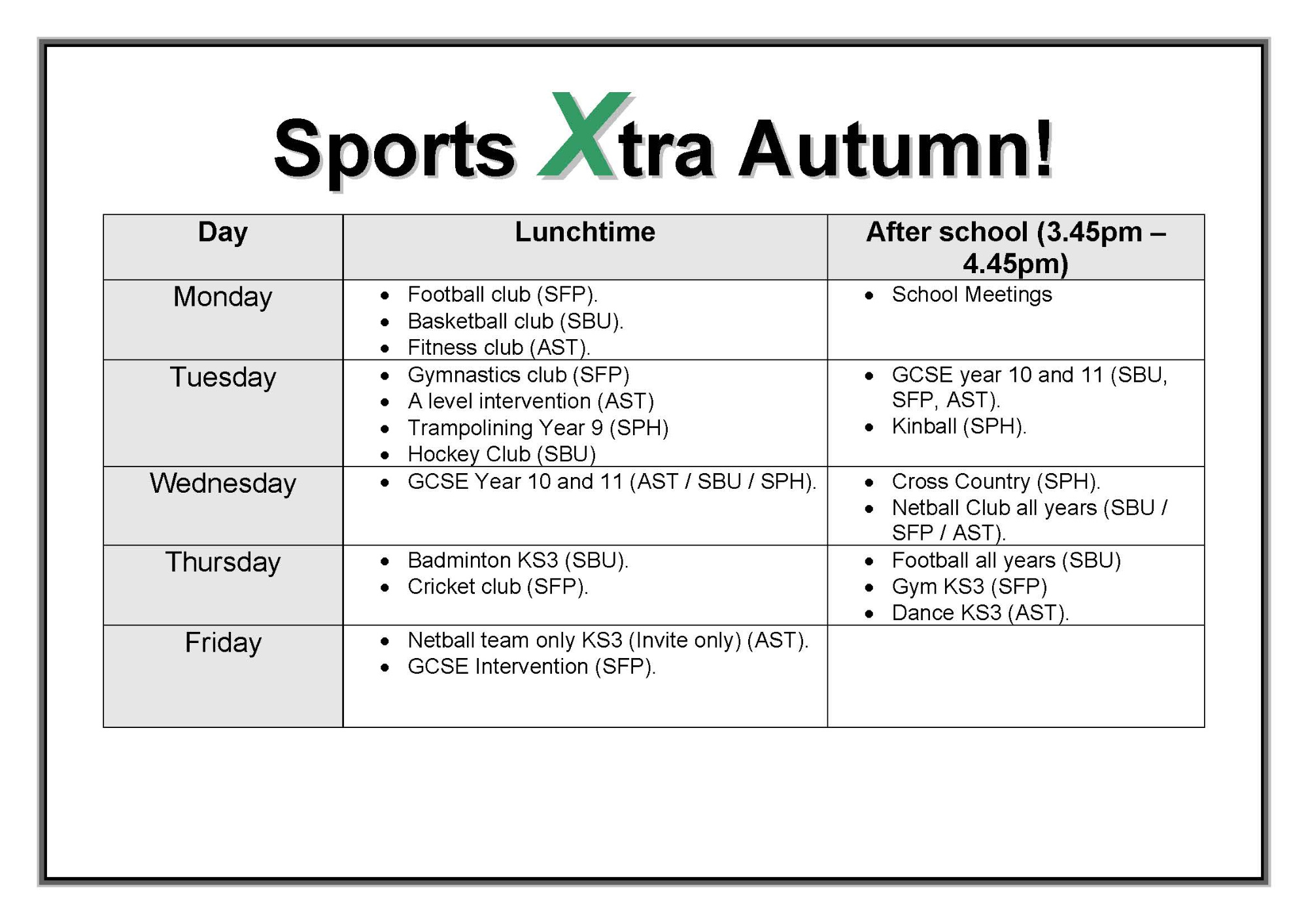 Sbu Calendar 2023 Upton Hall School - Extra-Curricular & Sports Fixtures